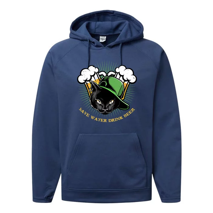 Cool Save Water Beer Gift Performance Fleece Hoodie