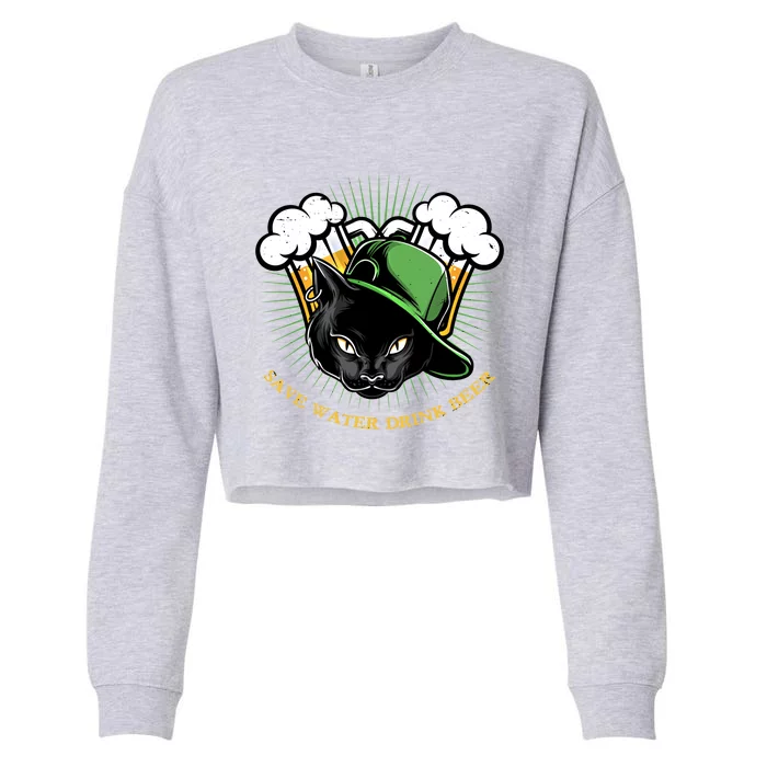 Cool Save Water Beer Gift Cropped Pullover Crew