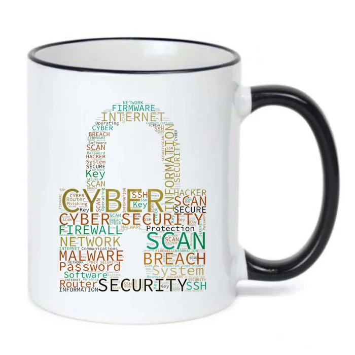 Cyber Security Wordcloud Padlock Black Color Changing Mug