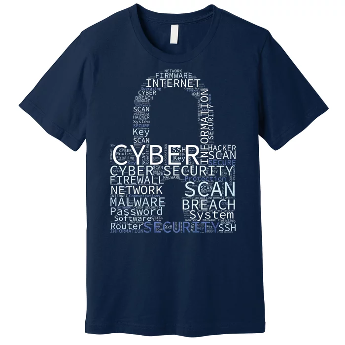 Cyber Security Wordcloud Padlock Premium T-Shirt