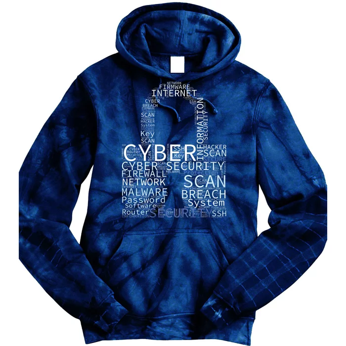 Cyber Security Wordcloud Padlock Tie Dye Hoodie