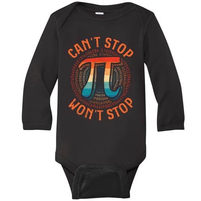 CAN'T STOP WON'T STOP PI DAY 3 Baby Long Sleeve Bodysuit