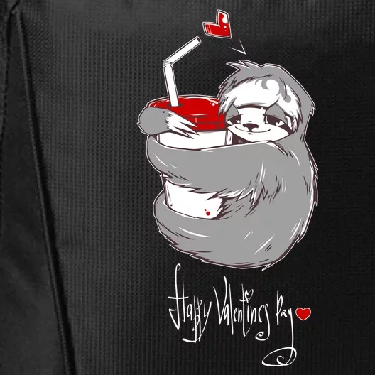 Cute Sloth With Cup Happy Valentines Day City Backpack