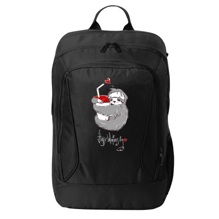 Cute Sloth With Cup Happy Valentines Day City Backpack