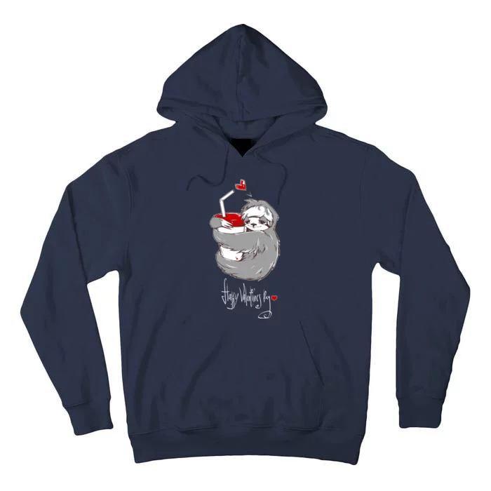 Cute Sloth With Cup Happy Valentines Day Tall Hoodie