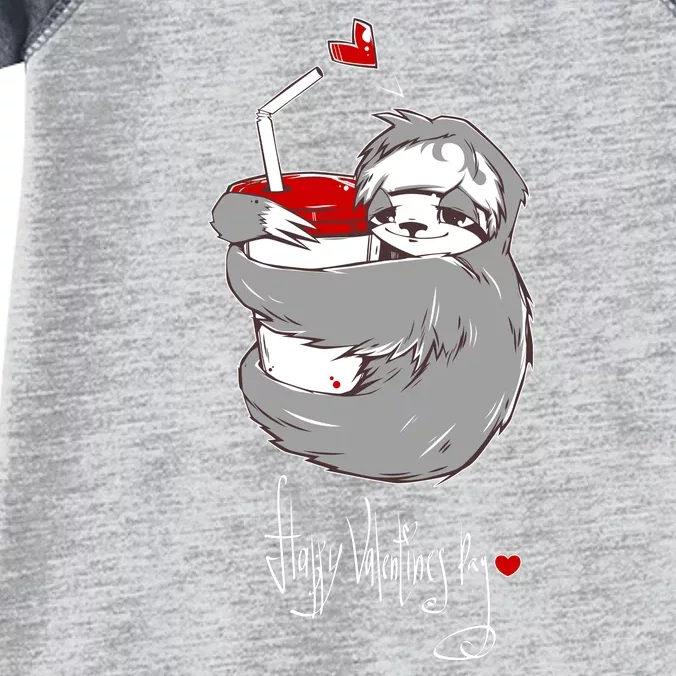 Cute Sloth With Cup Happy Valentines Day Infant Baby Jersey Bodysuit