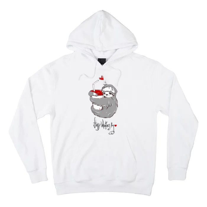 Cute Sloth With Cup Happy Valentines Day Hoodie