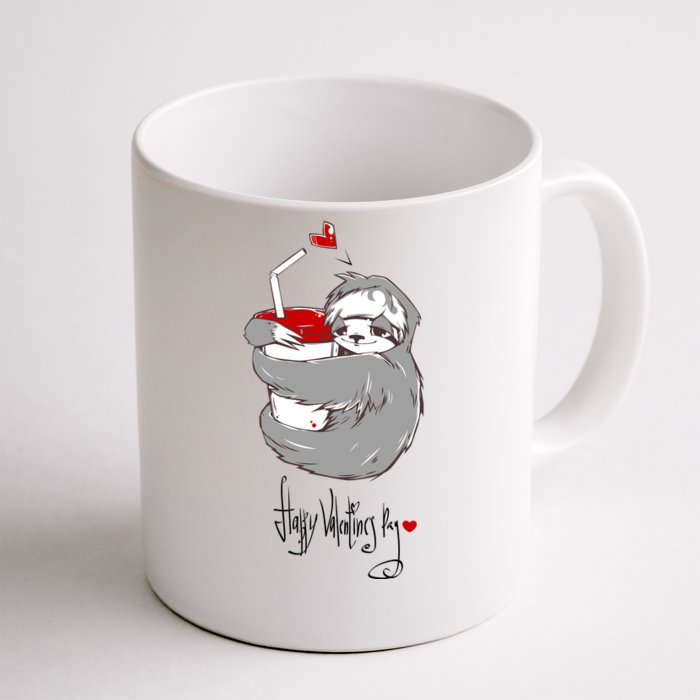 Cute Sloth With Cup Happy Valentines Day Front & Back Coffee Mug