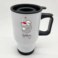 Cute Sloth With Cup Happy Valentines Day Stainless Steel Travel Mug