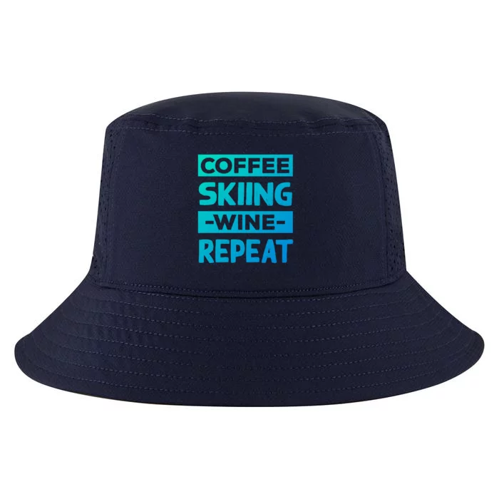 Coffee Skiing Wine Repeat Snow Skiing Coffee Lover Gift Cool Comfort Performance Bucket Hat