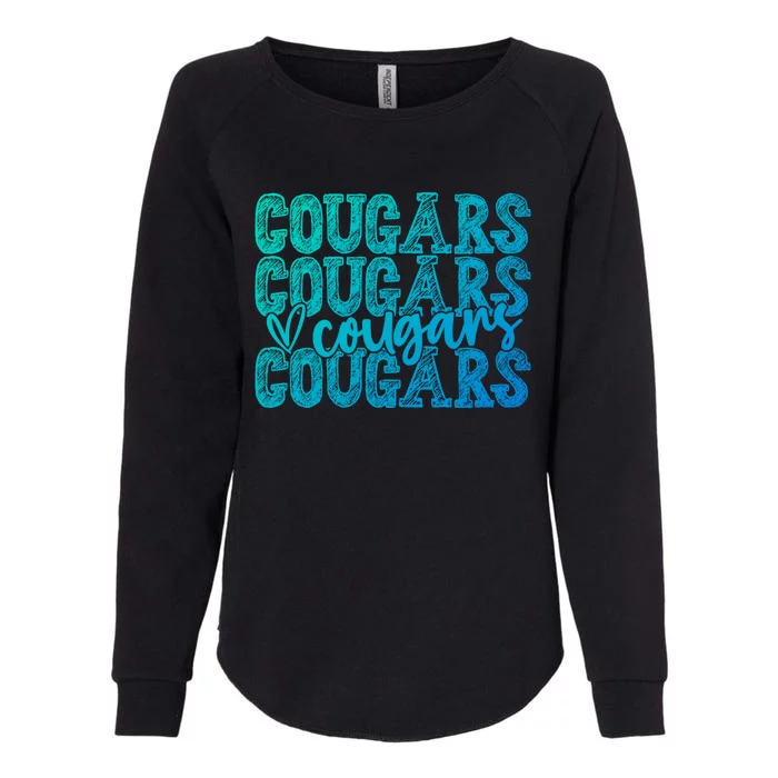 Cougars Spirit Wear Game Day School Mascot Sport Fan Team Gift Womens California Wash Sweatshirt