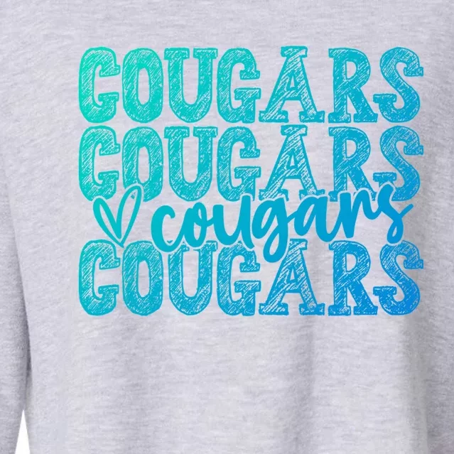 Cougars Spirit Wear Game Day School Mascot Sport Fan Team Gift Cropped Pullover Crew