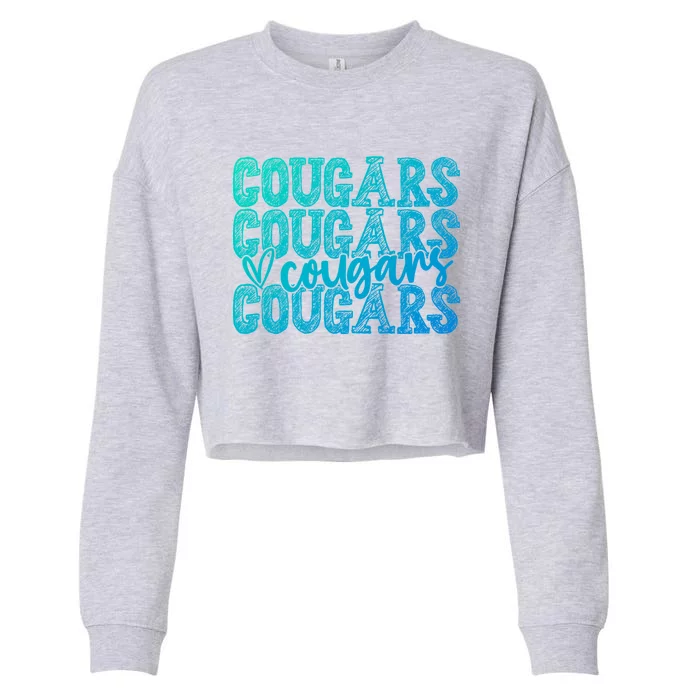 Cougars Spirit Wear Game Day School Mascot Sport Fan Team Gift Cropped Pullover Crew