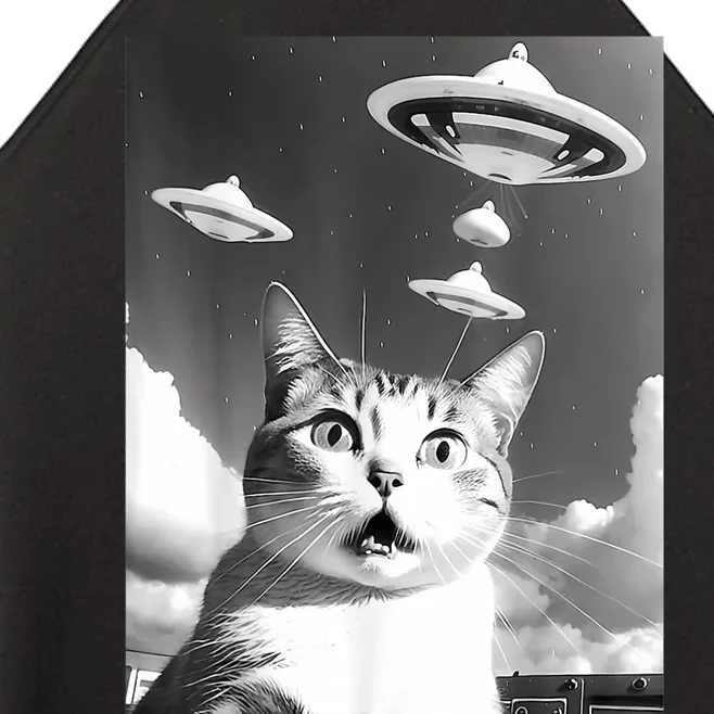 Cat Selfie With Alien UFO Spaceship Funny Cat Lovers Women’s Perfect Tri Rocker Tank