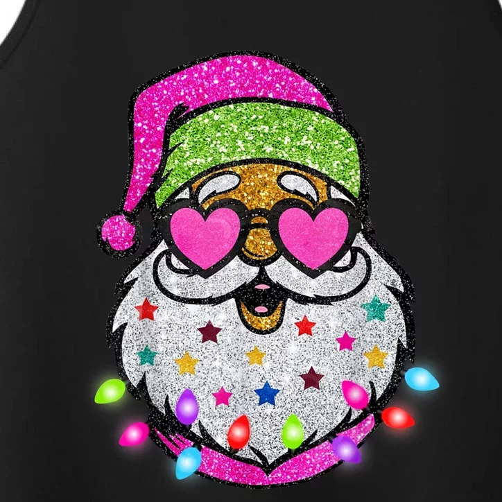 Cute Santa With Sunglasses Bling Bling Funny Christmas Performance Tank