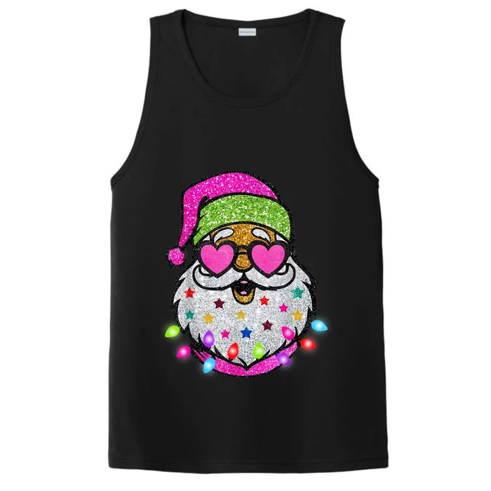 Cute Santa With Sunglasses Bling Bling Funny Christmas Performance Tank