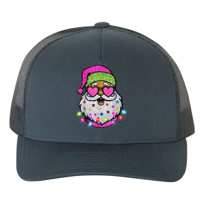 Cute Santa With Sunglasses Bling Bling Funny Christmas Yupoong Adult 5-Panel Trucker Hat