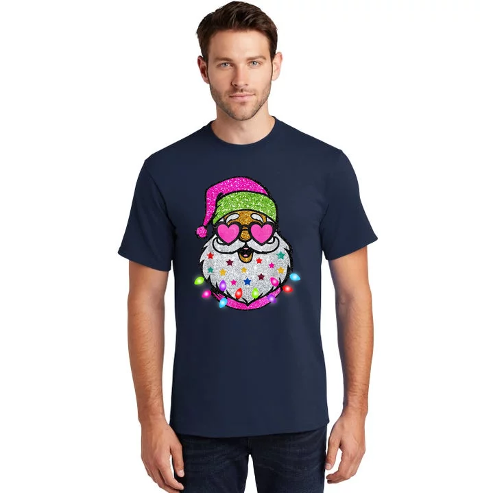 Cute Santa With Sunglasses Bling Bling Funny Christmas Tall T-Shirt