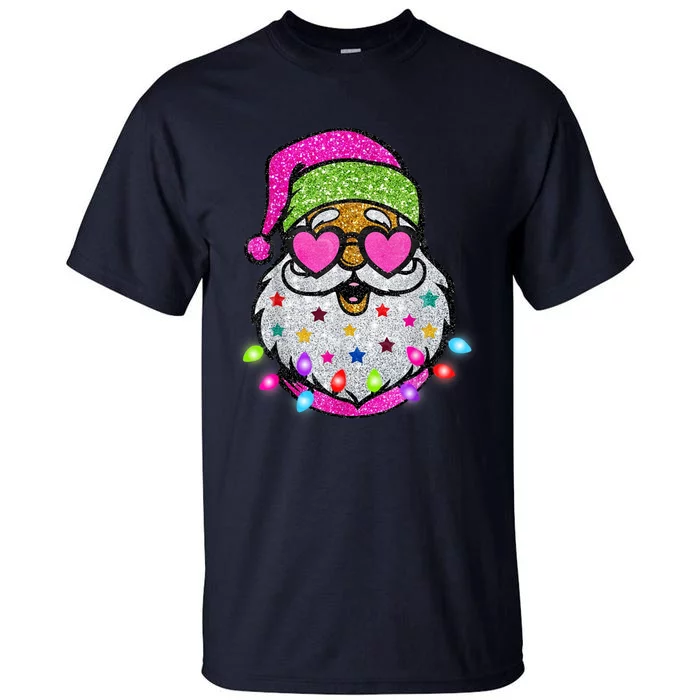 Cute Santa With Sunglasses Bling Bling Funny Christmas Tall T-Shirt