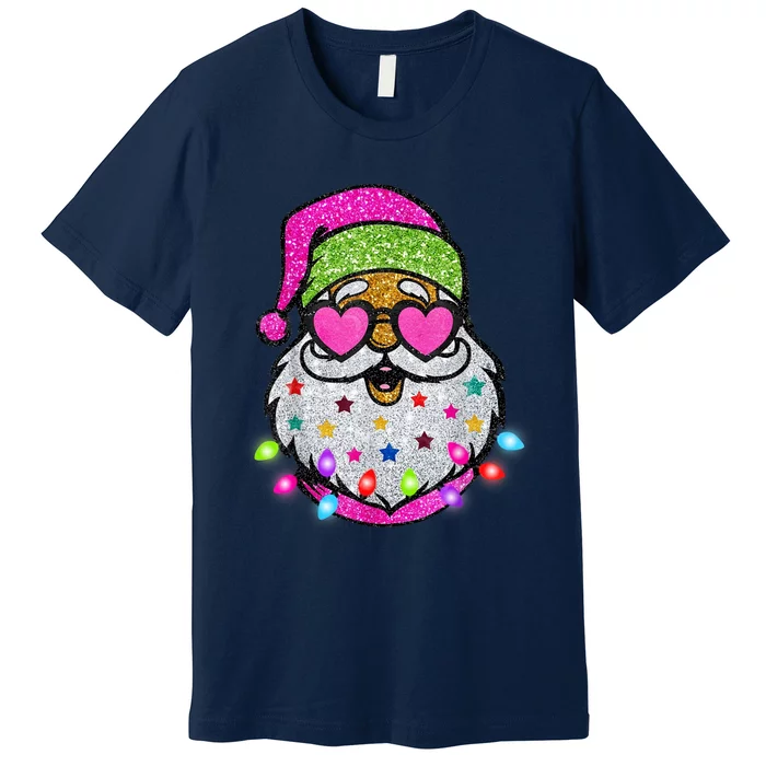 Cute Santa With Sunglasses Bling Bling Funny Christmas Premium T-Shirt