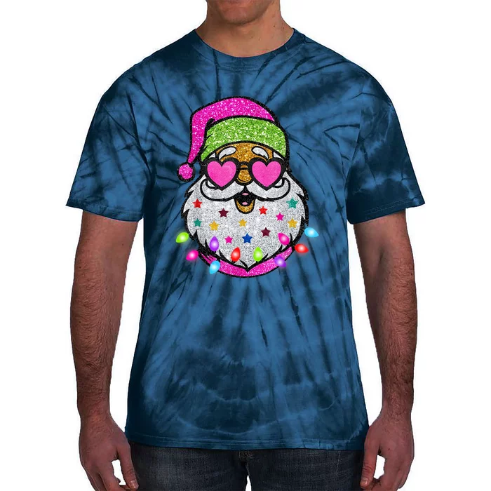 Cute Santa With Sunglasses Bling Bling Funny Christmas Tie-Dye T-Shirt