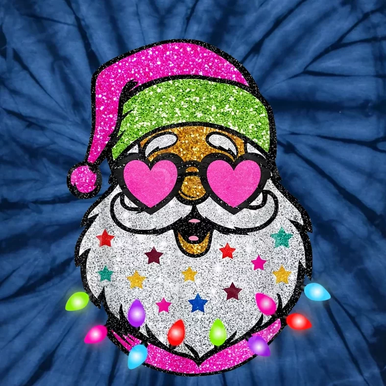 Cute Santa With Sunglasses Bling Bling Funny Christmas Tie-Dye T-Shirt