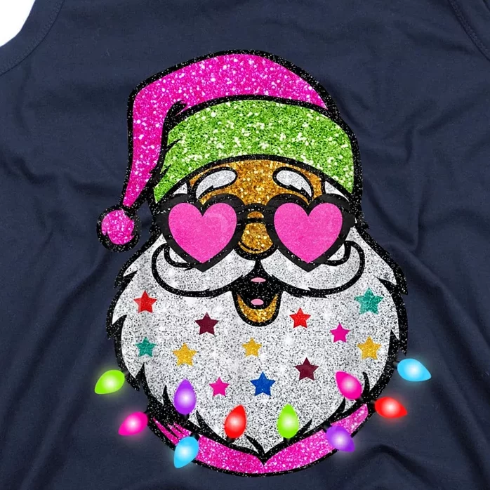 Cute Santa With Sunglasses Bling Bling Funny Christmas Tank Top