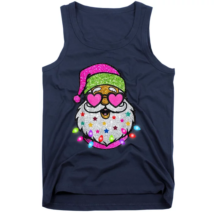 Cute Santa With Sunglasses Bling Bling Funny Christmas Tank Top