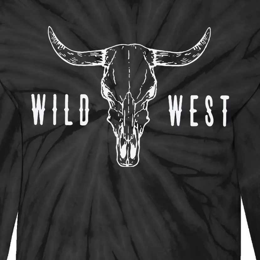 Cow Skull Wild West Tie-Dye Long Sleeve Shirt