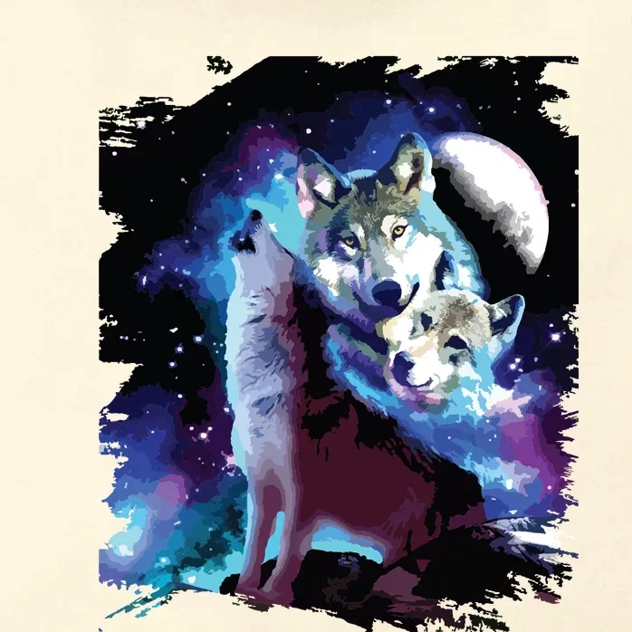 Cosmic Space Wolf Wolves Family Howling At Moon Zip Tote Bag