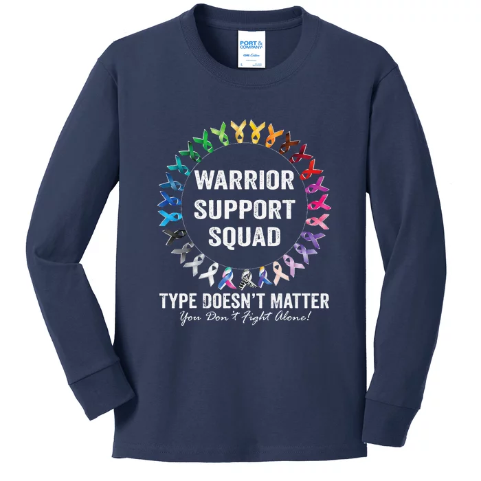 Cancer Survivor World Cancer Day Support Squad Kids Long Sleeve Shirt