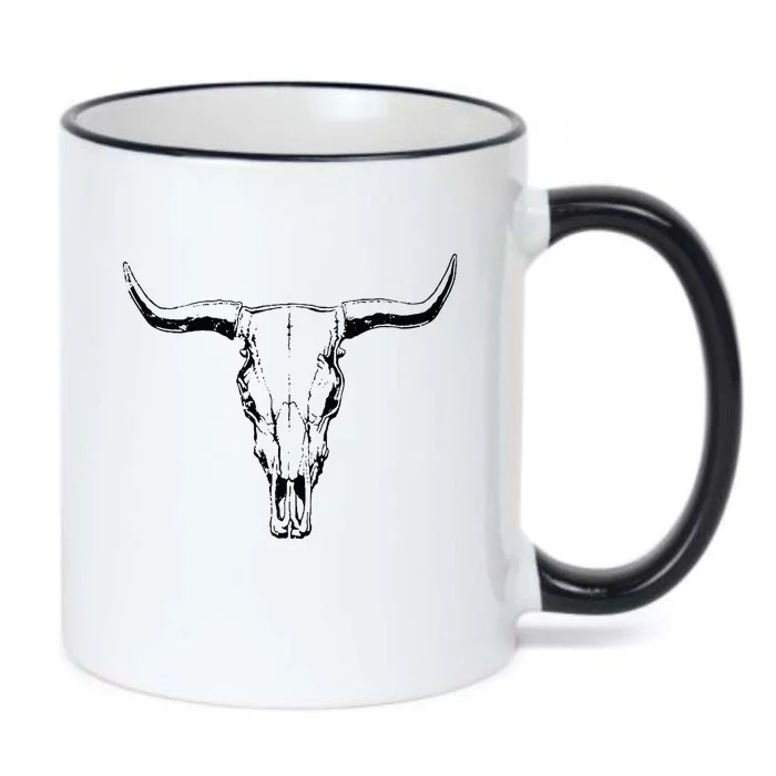 Cow Skull Western Funny Cow Farmer Gift Black Color Changing Mug