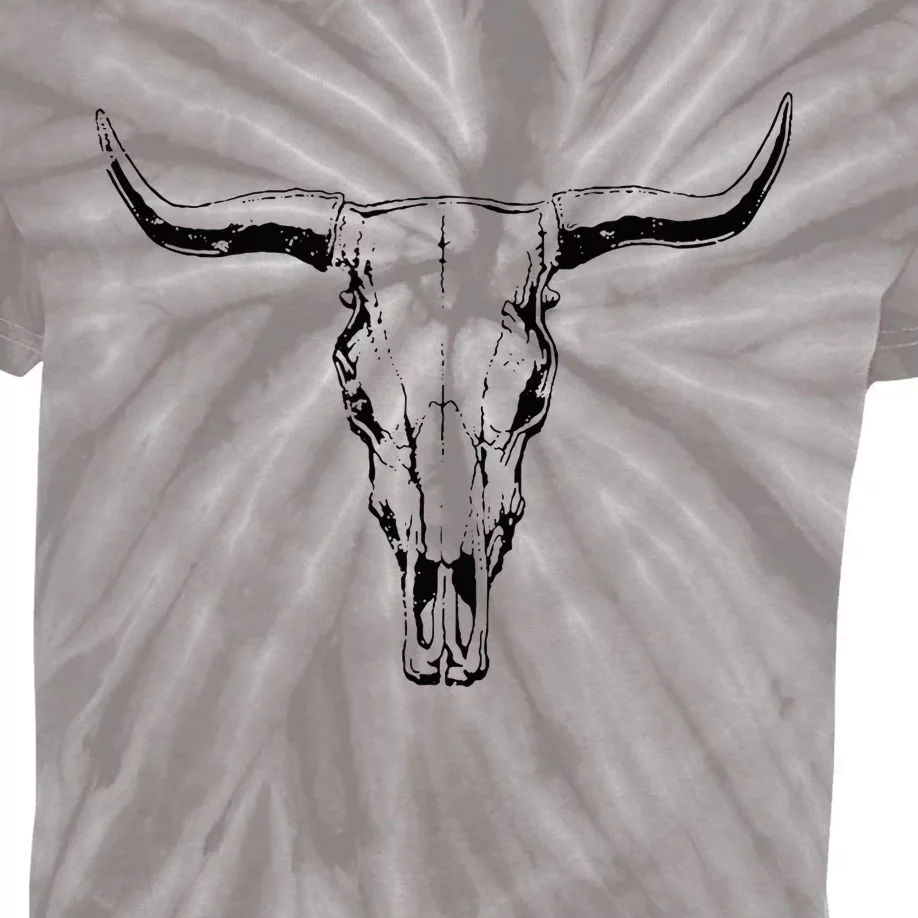 Cow Skull Western Funny Cow Farmer Gift Kids Tie-Dye T-Shirt