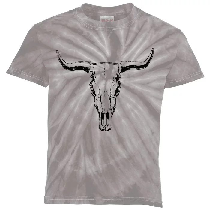 Cow Skull Western Funny Cow Farmer Gift Kids Tie-Dye T-Shirt