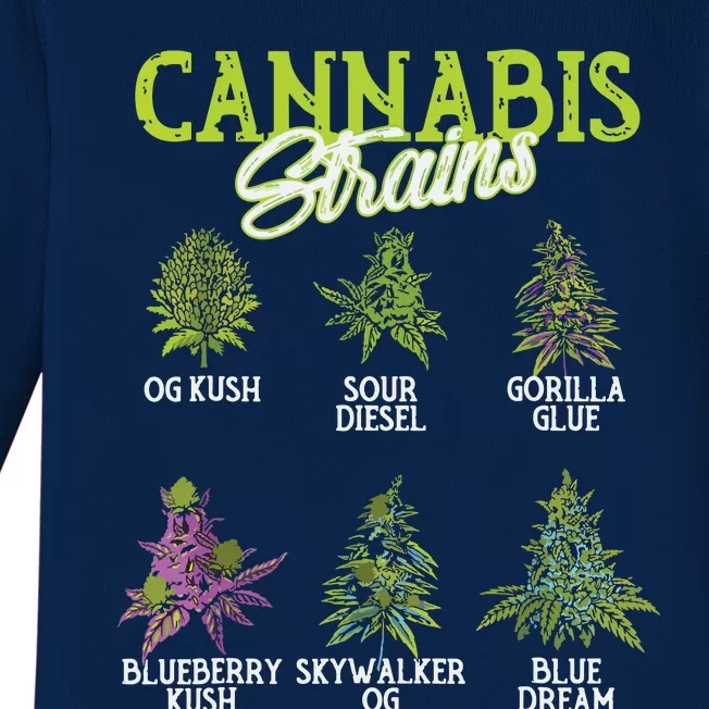 Cannabis Strain Weed Baby Long Sleeve Bodysuit