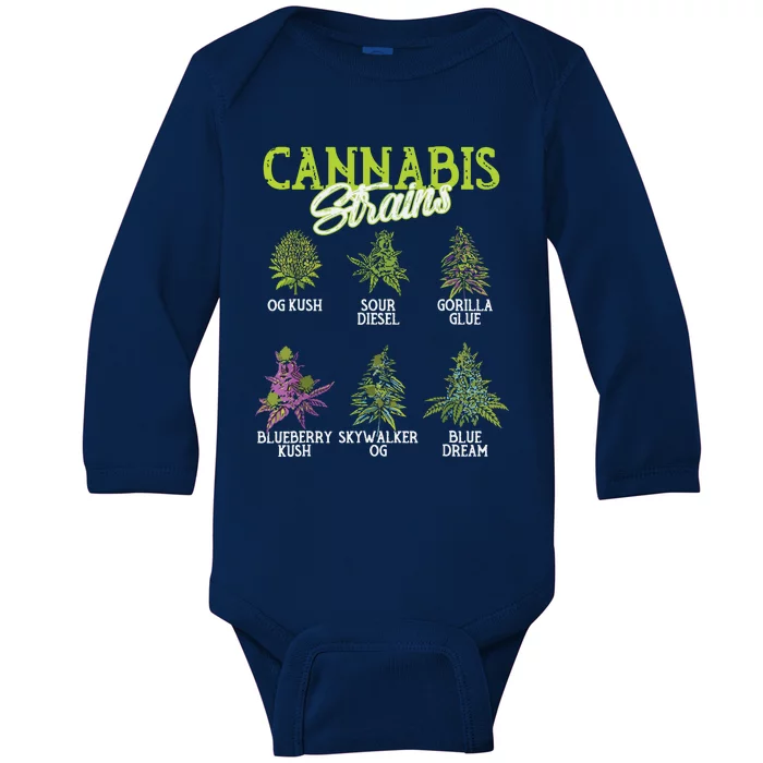 Cannabis Strain Weed Baby Long Sleeve Bodysuit