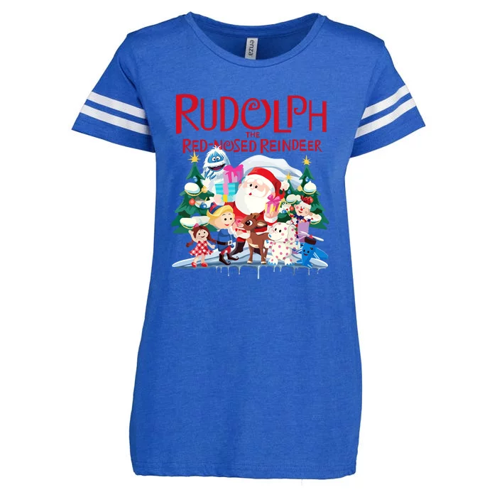 Christmas Special Xmas Cute Rudolph The Red Nosed Reindeer Gift Enza Ladies Jersey Football T-Shirt