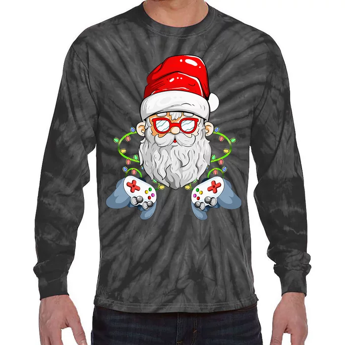 Christmas Santa Xmas Gamer Christmas Tie-Dye Long Sleeve Shirt