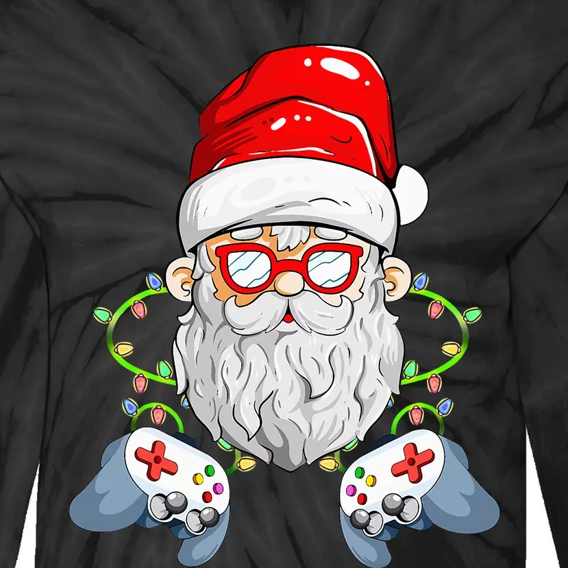 Christmas Santa Xmas Gamer Christmas Tie-Dye Long Sleeve Shirt