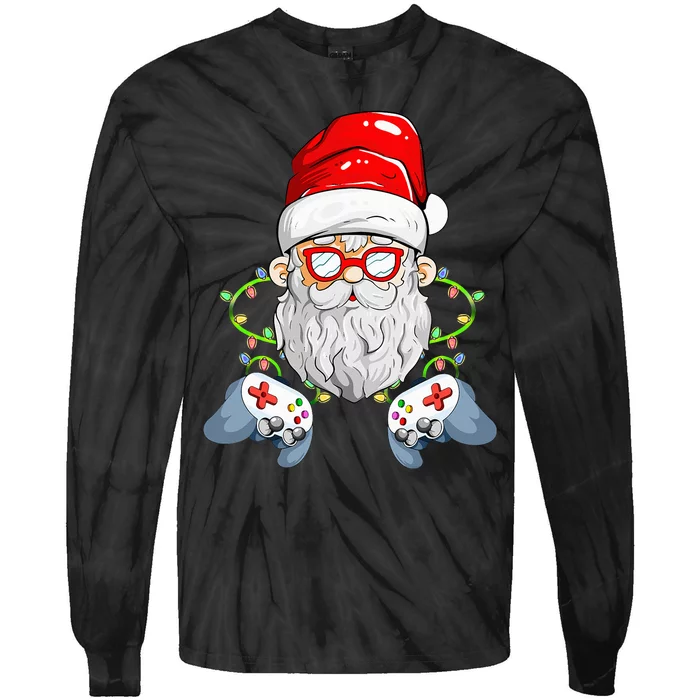 Christmas Santa Xmas Gamer Christmas Tie-Dye Long Sleeve Shirt