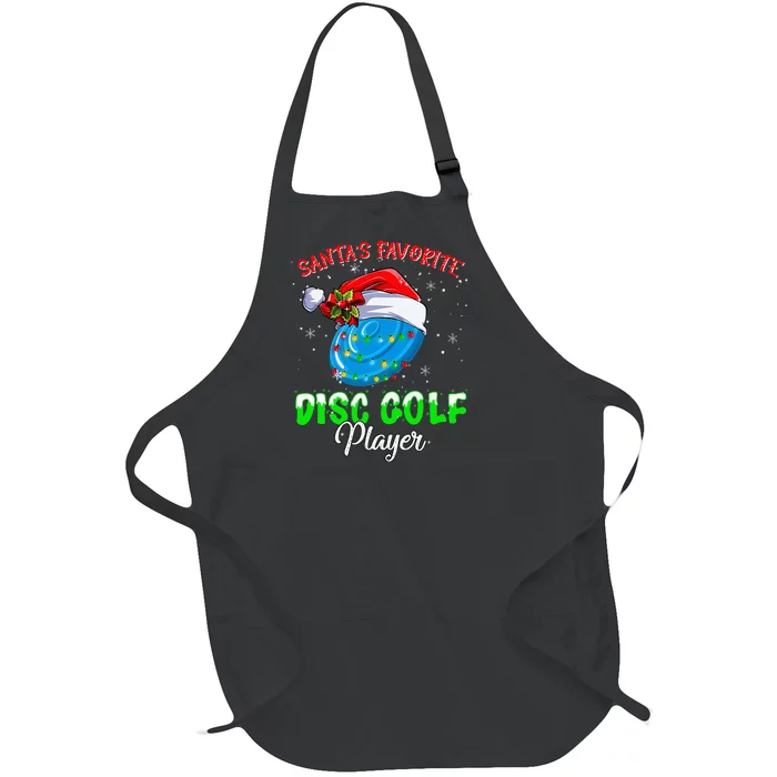 cute santas xmas disc golf player fun christmas Full-Length Apron With Pocket