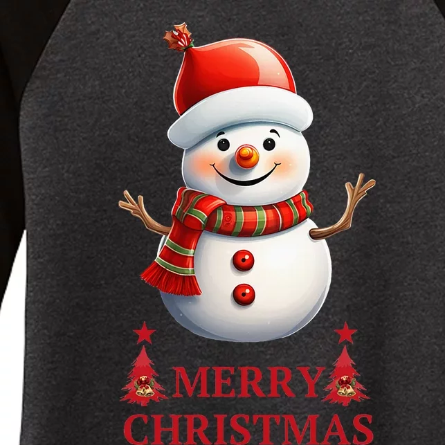 Christmas Snowman Xmas Party Women's Tri-Blend 3/4-Sleeve Raglan Shirt