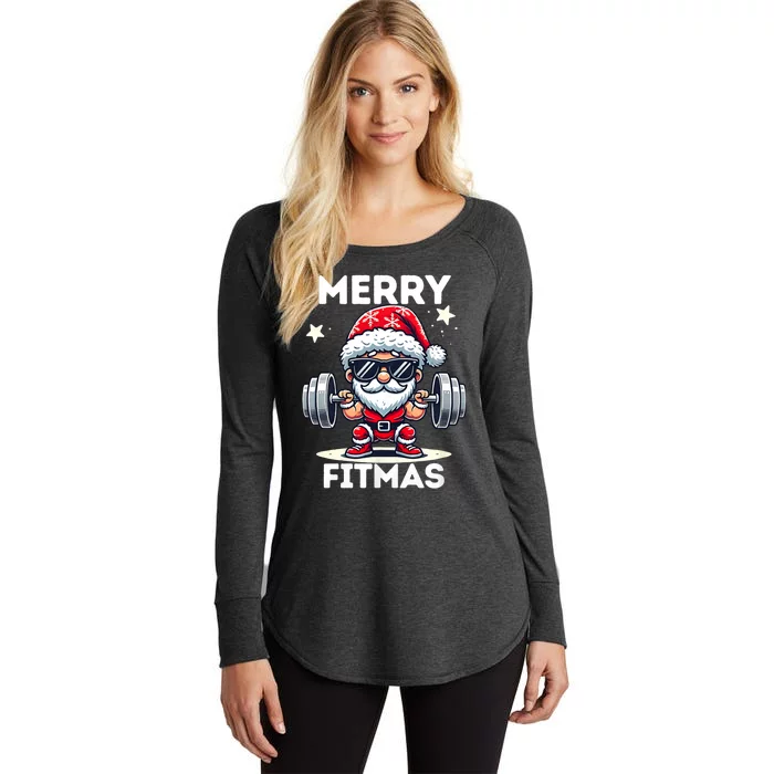 Christmas Santa Xmas Fitness Ugly Christmas Merry Fitmas Women's Perfect Tri Tunic Long Sleeve Shirt