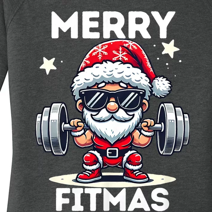 Christmas Santa Xmas Fitness Ugly Christmas Merry Fitmas Women's Perfect Tri Tunic Long Sleeve Shirt