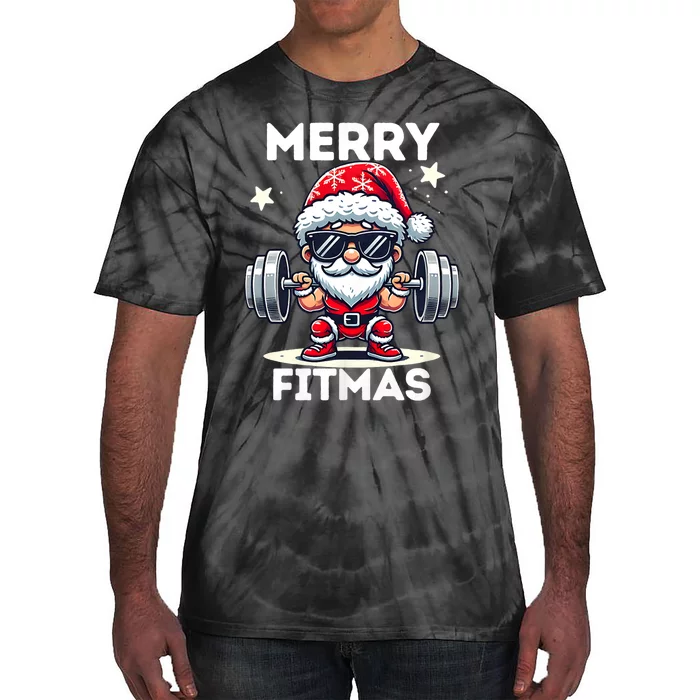 Christmas Santa Xmas Fitness Ugly Christmas Merry Fitmas Tie-Dye T-Shirt