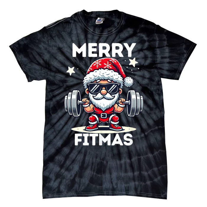 Christmas Santa Xmas Fitness Ugly Christmas Merry Fitmas Tie-Dye T-Shirt