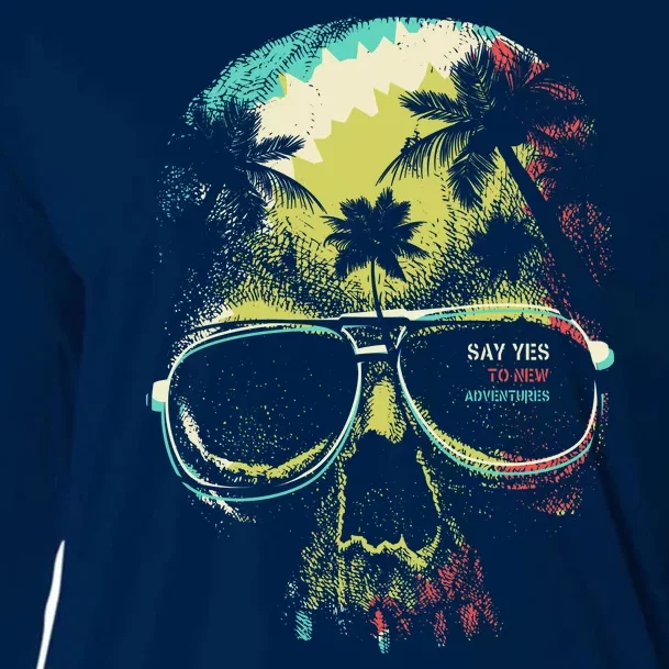 Cool Say Yes To New Adventures Tropical Grunge Skull Cooling Performance Long Sleeve Crew