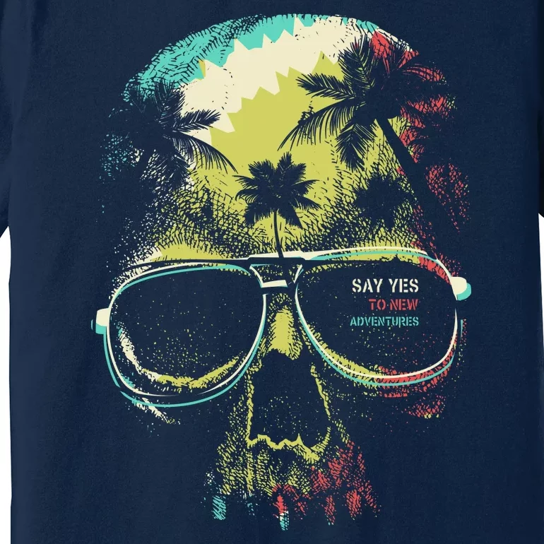 Cool Say Yes To New Adventures Tropical Grunge Skull Premium T-Shirt