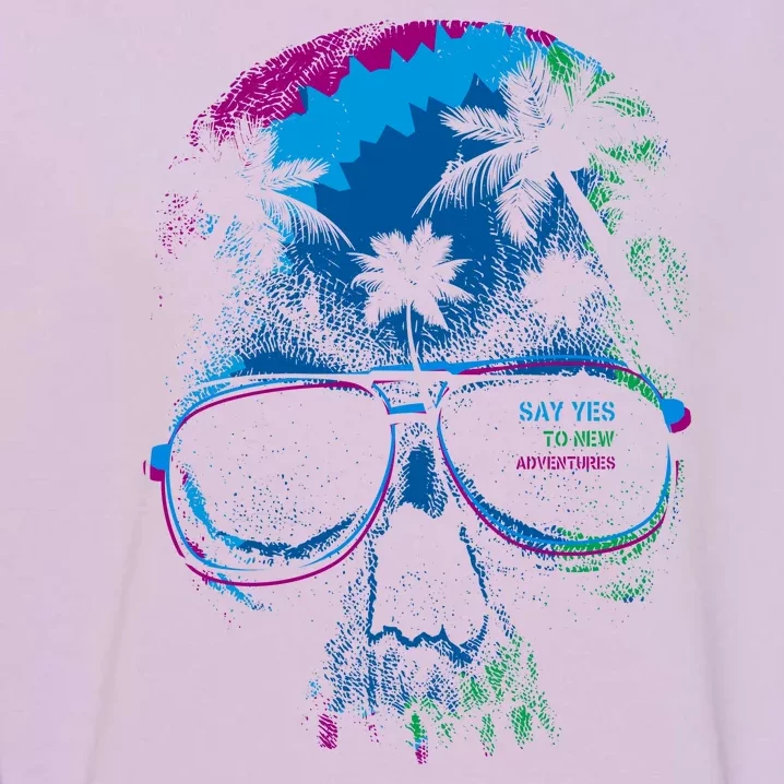 Cool Say Yes To New Adventures Tropical Grunge Skull Garment-Dyed Sweatshirt