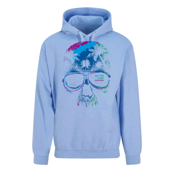 Cool Say Yes To New Adventures Tropical Grunge Skull Unisex Surf Hoodie